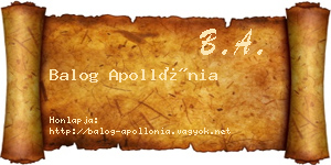 Balog Apollónia névjegykártya