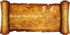 Balog Apollónia névjegykártya